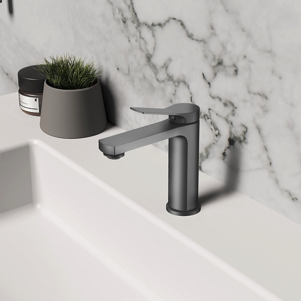 Смеситель для раковины Vincea Arco VBF-4AR01GM, вороненая сталь