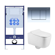 SET AQUATEK ЛУГАНО 4в1 (рама AQUATEK Standard INS-0000012+ крепеж KKI-0000002+клавиша KDI-0000010+унитаз ЛУГАНО AQ2002-00 с тонким сиденьем soft-close