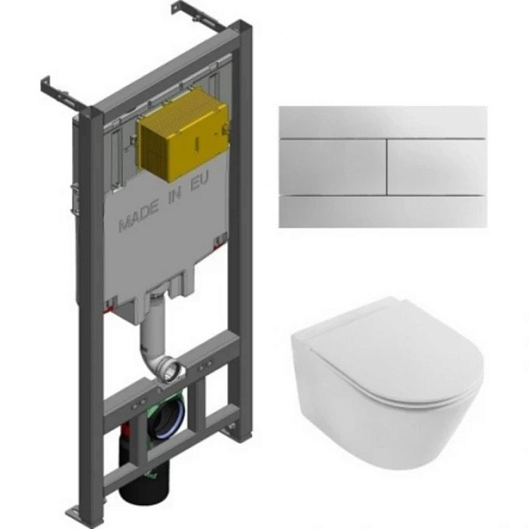 E21751RU-00 Унитаз c инсталляцией Jacob Delafon Rodin+, сиденье тонкое микролифт, клавиша хром (E29025+E4316+EDY102+E23280)