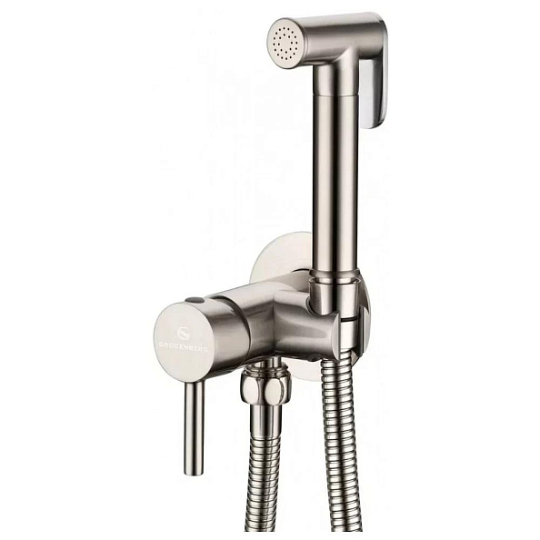 Гигиенический душ со смесителем встраиваемый Grocenberg GB001NK, никель