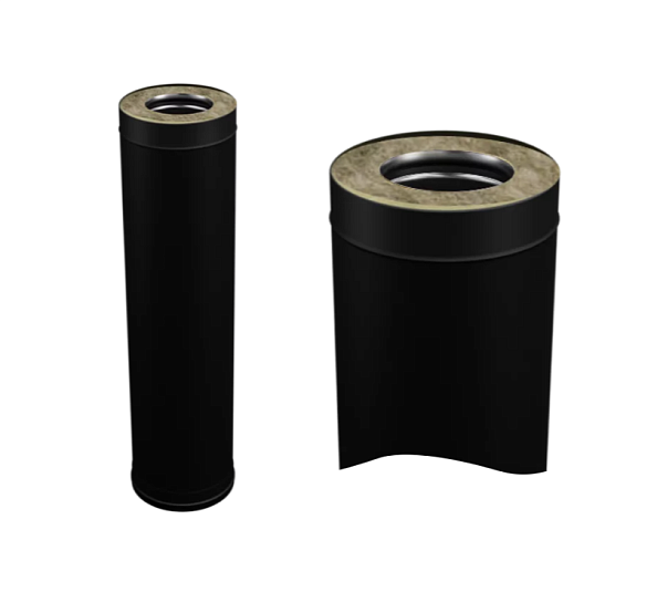 Труба сэндвич 0,5 м Ferrum BLACKSIDE (430/0,8 мм + нерж / эмаль /600° черная) Ф150х210