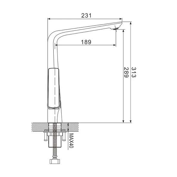Смеситель для кухни Rose R1313, хром