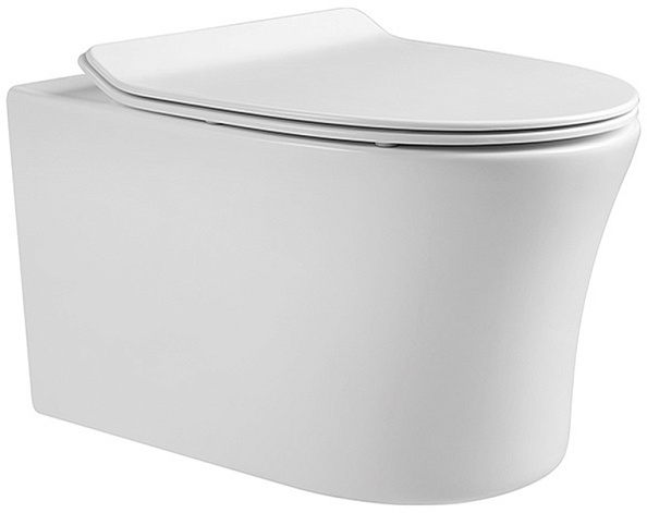 Унитаз компакт подвесной безободковый AQUATEK НИКА 525*365*360мм, тонкое сиденье с механизмом плавного закрывания, крепеж, AQ2009-00