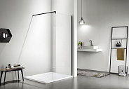 AQ WIW 11020BL Душевая перегородка Walk in с держателем 1100x2000 профиль черный, стекло прозрачное