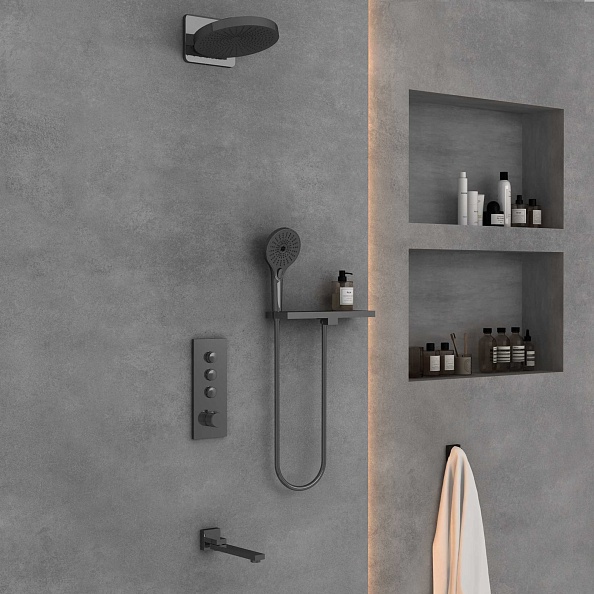 Душевой комплект Vincea VSFW-433TI1RGM встраиваемый, вороненая сталь