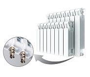 Биметаллический радиатор Rifar Monolit Ventil 500, 11 секций, с нижним правым подключением