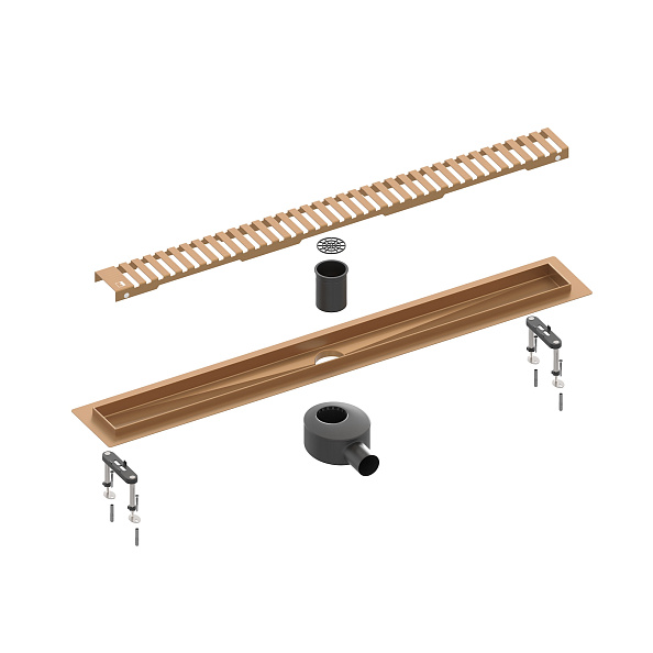 Душевой лоток TIMO Drain System 900 с вставкой "lines", розовое золото (DS230109/19)