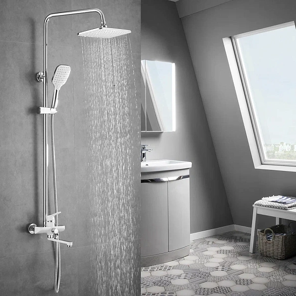 Душевая система Shevanik S8136F, белый/хром