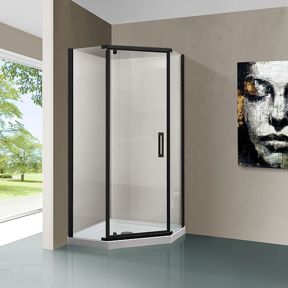 Душевой уголок Vincea Stresa (VSP-1S900CLB) 900х900 мм, черный, стекло прозрачное