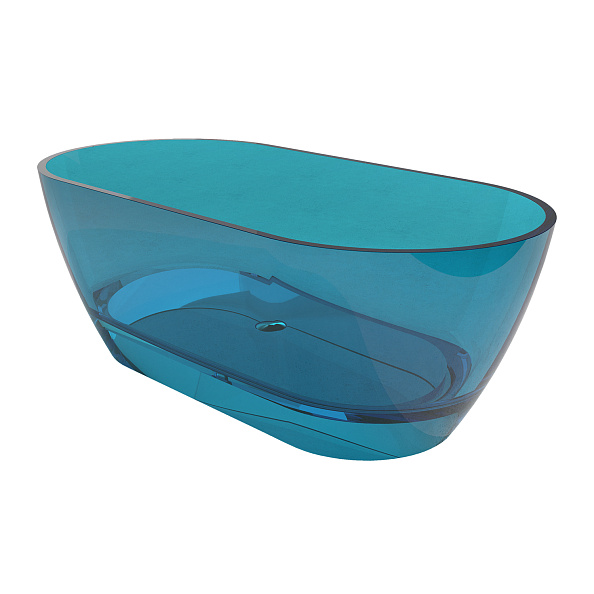 Ванна из полиэфирной смолы Azario BADEN 1800x800x540 свободностоящая, с хромированным донным клапаном, полупрозрачный голубой (BAD18080CB)