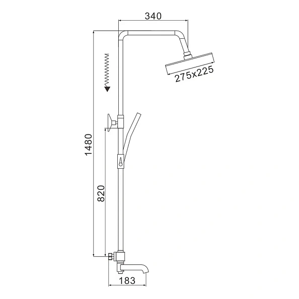 Душевая система с термостатом Rose R3536, хром