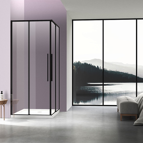 Душевой уголок Vincea Slim-N (VSS-4SN900CLB) 900х900 мм, черный, стекло прозрачное
