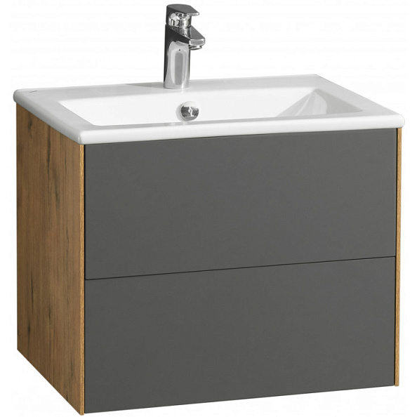 1A2580K1AJA00 Набор Aquaton: 1A258001AJA00 Тумба-умывальник Сохо 60 Дуб Веллингтон/ 1WH501606 РаковинаЭлина 60