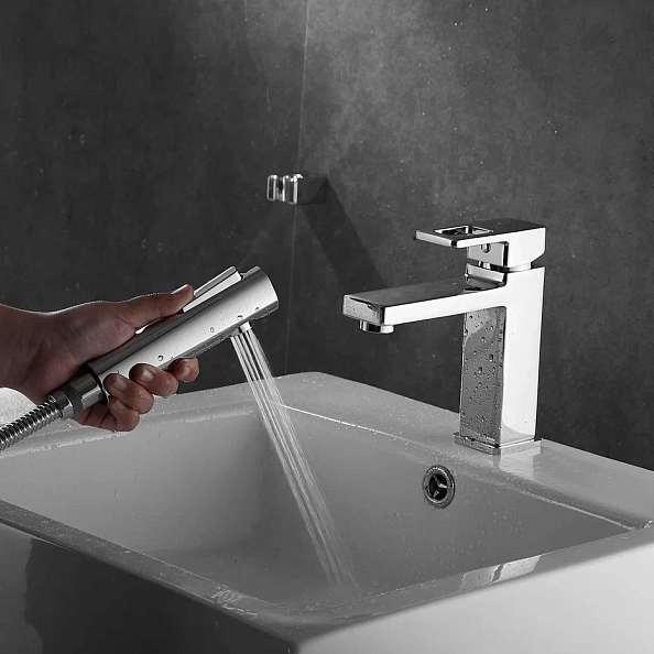 Смеситель для раковины с гигиеническим душем Shevanik S8271, хром