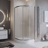 Душевой уголок BelBagno Uno 80x80x195 см, полукруглый, хром (UNO-195-R-2-80-P-Cr)