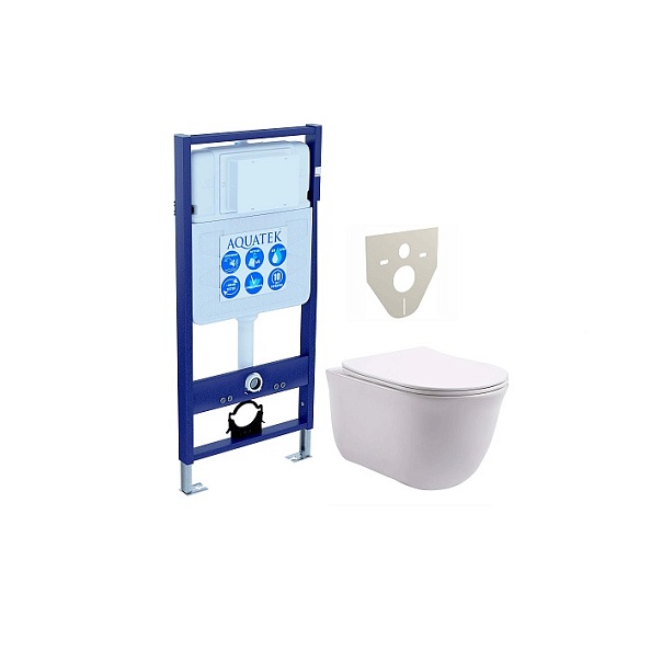 SET AQUATEK КЛАССИК (рама AQUATEK Standard INS-0000012(без клавиши и крепежа)+унитаз КЛАССИК AQ1111-00 с тонким сиденьем soft-close