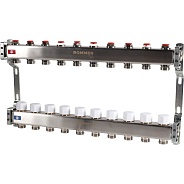 Коллектор Rommer 1"x3/4" на 10 контуров с запорными клапанами (нерж. сталь) (RMS-3200-000010)