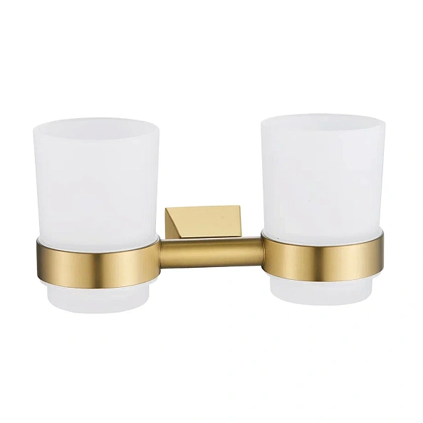 Стакан для ванной комнаты двойной Shevanik SG5722G, золотой сатин