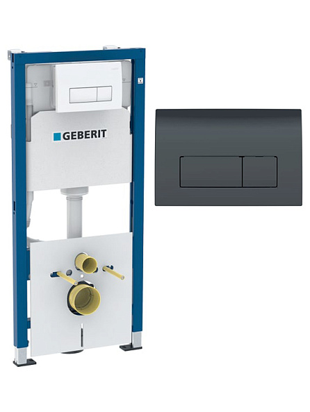 458.128.DW.1 Инсталляция Geberit Duofix для подвесного унитаза, 112 см, со смывным бачком Delta 12 см, смывная клавиша Delta50 черный глянцевый