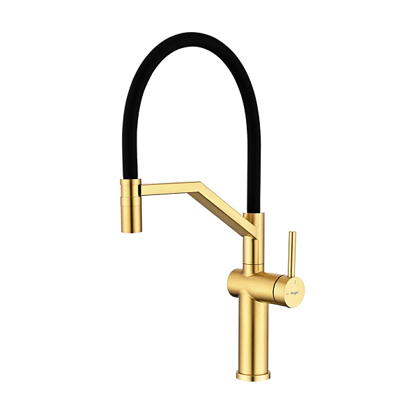 Смеситель Raglo R20.41.03 для кухни съёмный гибкий излив  с магнитным фиксатором, сатин золотой