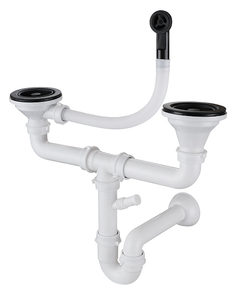 Сифон двойной  3 1/2"  с круг пер черный