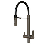 Смеситель для кухни 35k MIXLINE МЛНС-0401/MLSS-0401 ЧЕРНЫЙ гиб.из.магнит,под.к фильтру,п/гайку САТИН (556013)