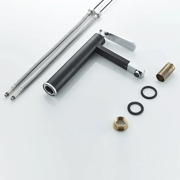 Смеситель для раковины с поворотным носиком Shevanik S6611H, черный/хром