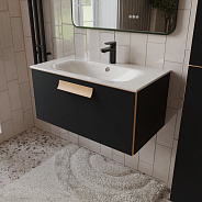 Тумба с раковиной подвесная (80см) Terminus Noto NOT10801099901O, черный soft touch