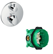 15757000S Set HG Ecostat S термостатический смеситель с запорным вентилем (15757000+01800180)