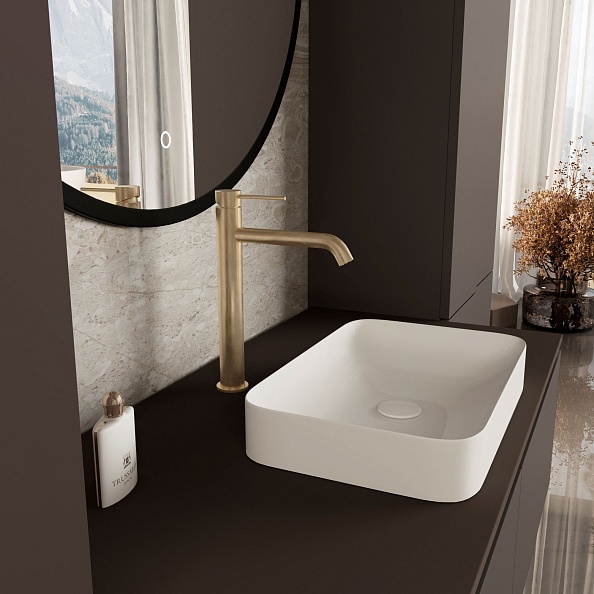 Смеситель для раковины Vincea City VBF-2C2BG однорычажный, брашированное золото