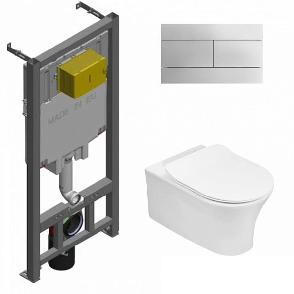 E21730RU-00 Унитаз c инсталляцией Jacob Delafon Aleo, сиденье тонкое микролифт, клавиша хром (EDAH132-0+E33127-0+E29025+E4316-CP)