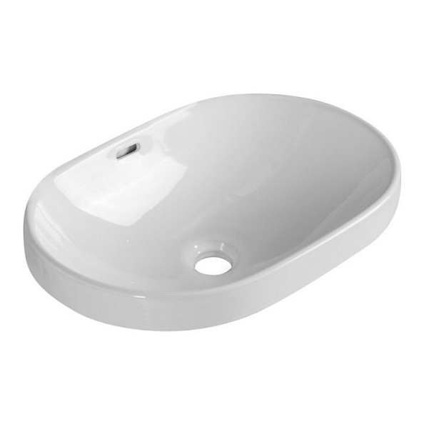 Раковина полувстраиваемая керамическая BelBagno 605х400 овальная, белый глянцевый (BB1004)