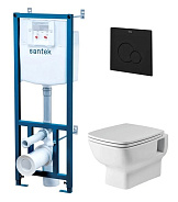 1.WH50.1.777 SANTEK  НЕО ПЭК rimless (подвес. безободковый унитаз с тонким сиденьем, инсталляция, панель черн. матт)
