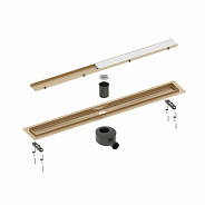 Душевой лоток TIMO Drain System 700 с двусторонней панелью "plate" под плитку, Золото матовое (DS230207/17)