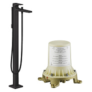 32532670S Set HG Metropol смеситель для ванны напольный (32532670+10452180), матовый черный