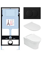 E21731RU-BL Унитаз c инсталляцией Aleo, сиденье тонкое микролифт, клавиша матово черный, (EDAH132-0+E33127-0+E36495-NF+E36496-BL)