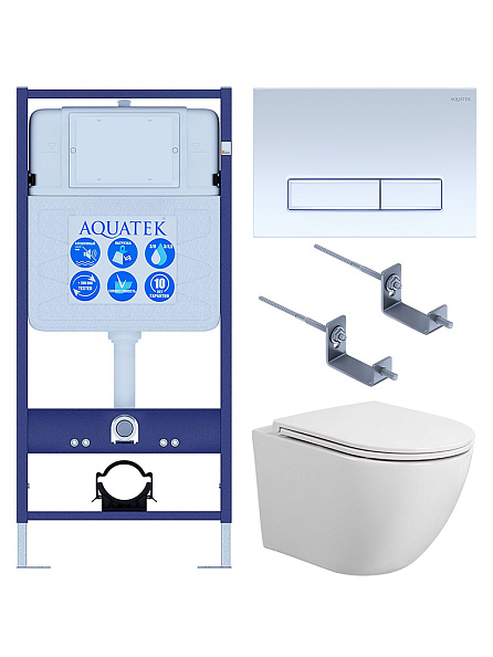 SET AQUATEK ЕВРОПА T KDI21 (рама AQUATEK Standard INS-0000012 с клавишей KDI-0000021 и крепежом KKI-0000002+унитаз AQ1900T-00 с тонким сиденьем sc)