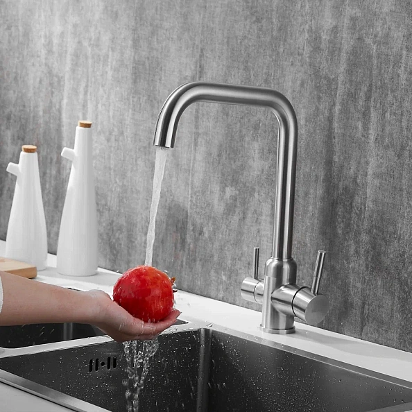 Смеситель для кухни с подключением фильтра Shevanik S268B, сатин