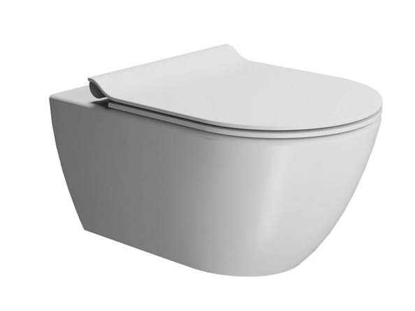 881509 Подвесной безободковый Pura 55х36 унитаз Color ELements, цвет Bianco dual (белый матовый) GSI