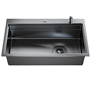 Мойка настол.монтаж MIXLINE ПРО 78х48 (1,0) вып 3 1/2" с ФАСКОЙ 21,5см с сиф.(ч граф дек)+доз+кол+р/д (558473)