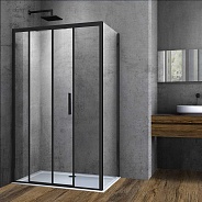 Душевой уголок Vincea Soft (VSR-3SO9011CLB) 1100х900 мм, черный, стекло прозрачное