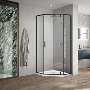 Душевой уголок Vincea Slim-U (VSP-2SU900CLB) 900х900 мм, м.черный, стекло прозрачное