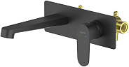 AQ1213MB ОБЕРОН смеситель для раковины настенный (внешняя и скрытая часть), матовый черный