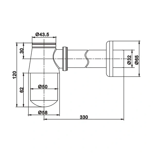 Сифон для раковины Rose RS21, хром