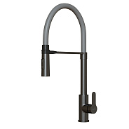 Смеситель для кухни 35k MIXLINE МЛНС-0402Г/MLSS-0402BL сер.гиб. излив магнит,п/гайку ЧЕРНЫЙ ГРАФИТ (556019)