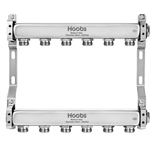 Коллектор Hoobs 1"х3/4" 13 выходов, нержавеющая сталь, кронштейны, без регуляторов