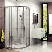 XP2CP4-90 блестящий + транспарент, душевой уголок полукруглый, раздвижной