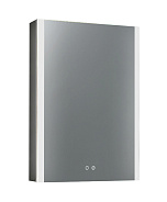 AQ7609-MLC Алюминиевый зеркальный шкаф 600*800*133,крепеж. Одна зеркальная дверца (петли слева), антизапотевание, акриловая подсветка