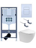 SET AQUATEK ЕВРОПА-INSP02 4в1 (рама INSP-0000002+крепёжKKI-0000002+панел смыва PNN-0000001+унитаз ЕВРОПА AQ1900T-00 с тонким сиденьем soft-close)