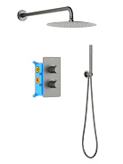 AQ1376BGM ЕВРОПА Set 3 в 1 душевой комплект 2 режима, оружейная сталь